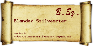 Blander Szilveszter névjegykártya