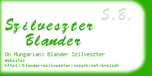 szilveszter blander business card